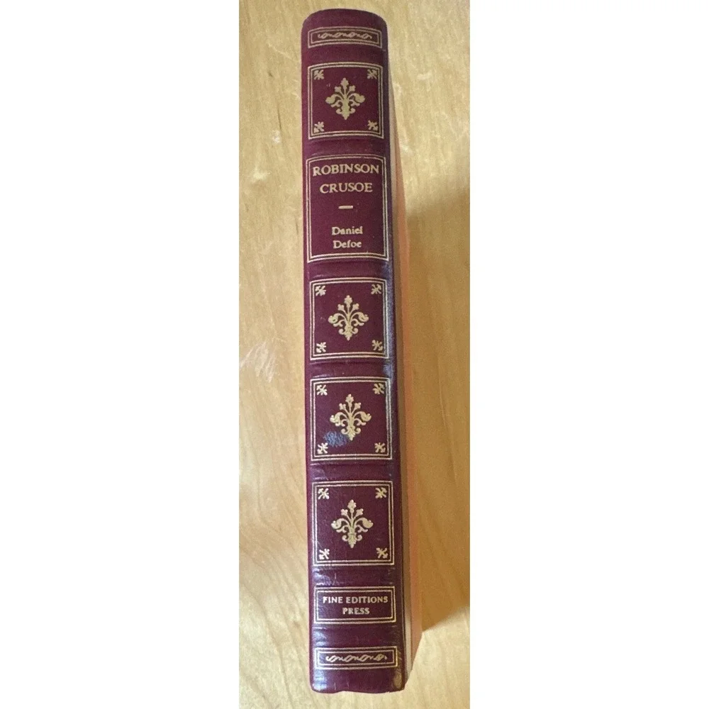Robinson Crusoe 1957 Fine Editions Press Hardcover Leather Spine Vintage